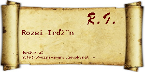 Rozsi Irén névjegykártya